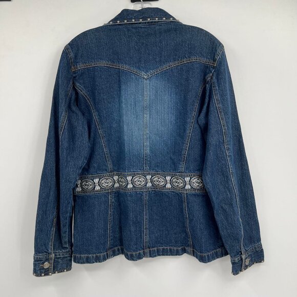 Gordon James Blue Embroidered Button-Up Denim Jacket | Size L - Picture 3 of 8